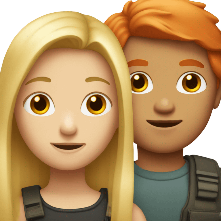 blonde girl and red head boy together  emoji