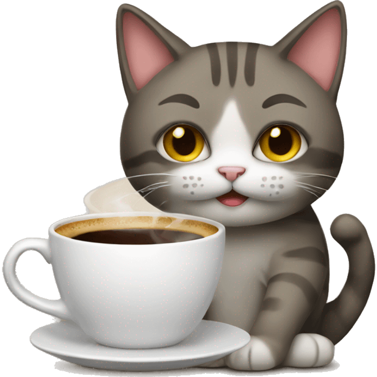 Cat with a cup of coffee  emoji