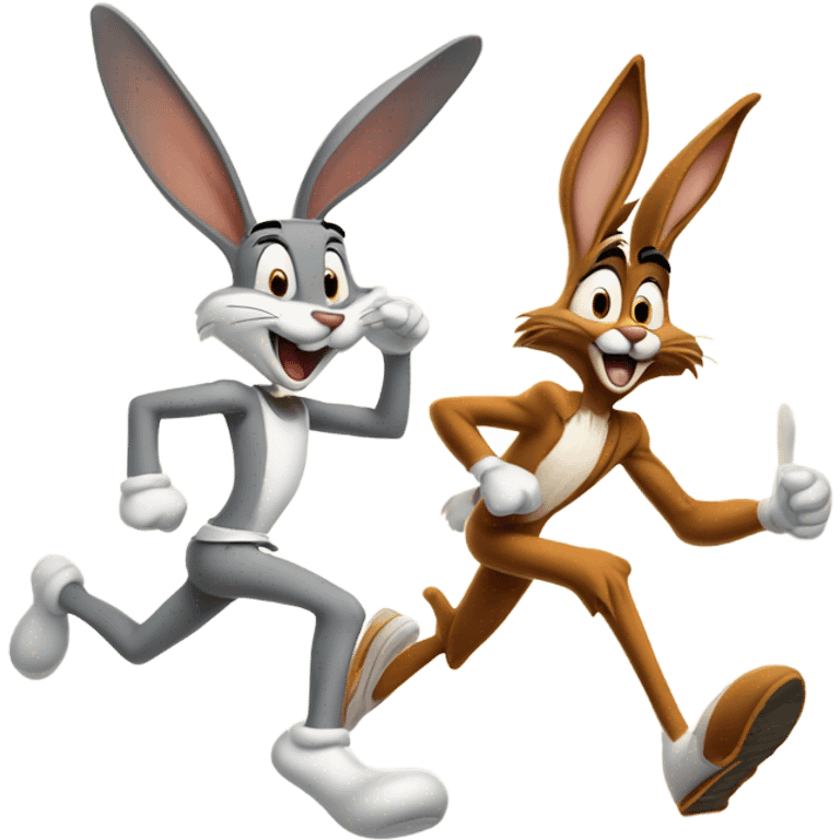 Bugs Bunny beating Wiley Coyote in a race emoji