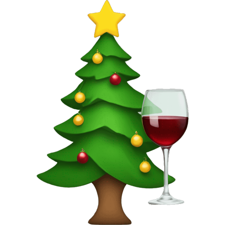 Christmas tree holding wine glass emoji