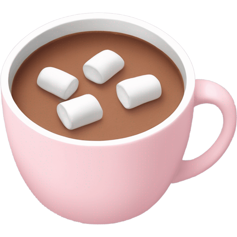 Light Pink mug of hot chocolate with marshmallows  emoji