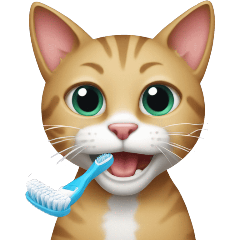 Cat with toothbrush emoji