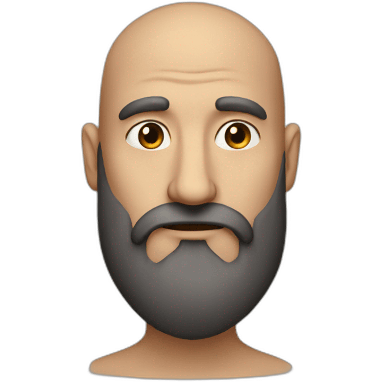 A man with a big beard and a long nose but a good nose, being bald, with brown eyes emoji