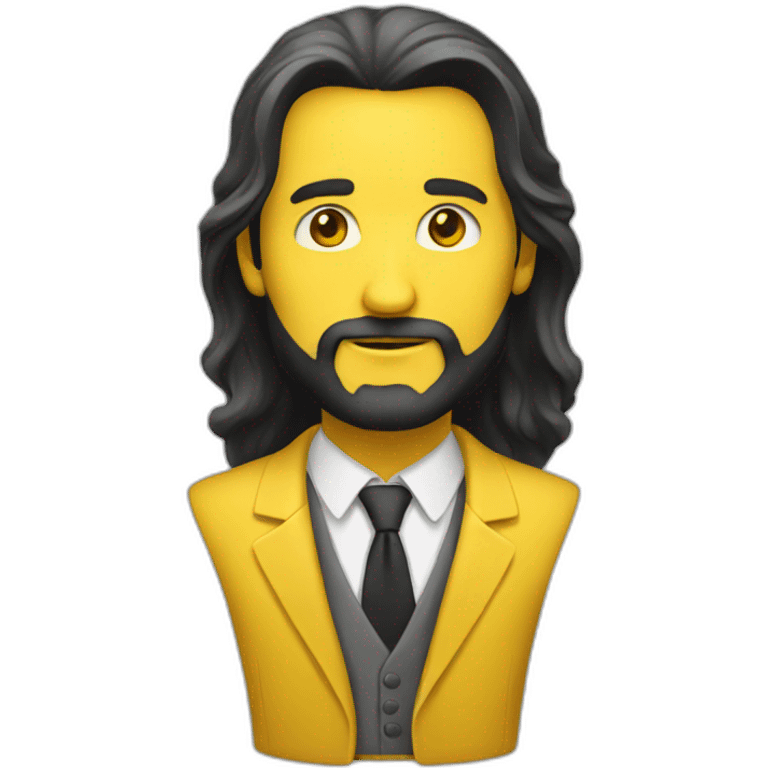 A man with long hair, a beard and yellow suit emoji