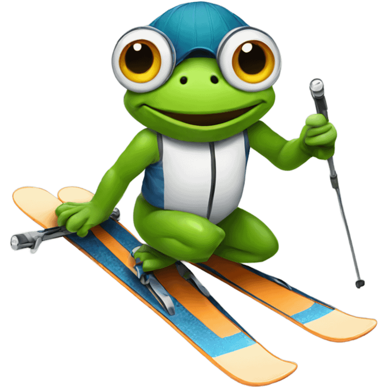 Skiing frog emoji