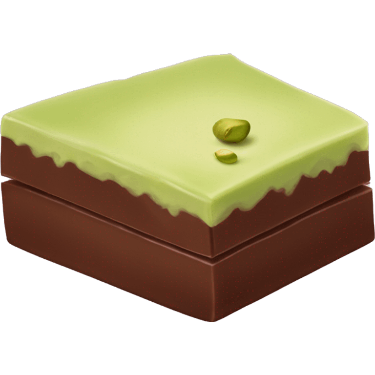 Piece of chocolate with creamy pistachio filling in the centre emoji