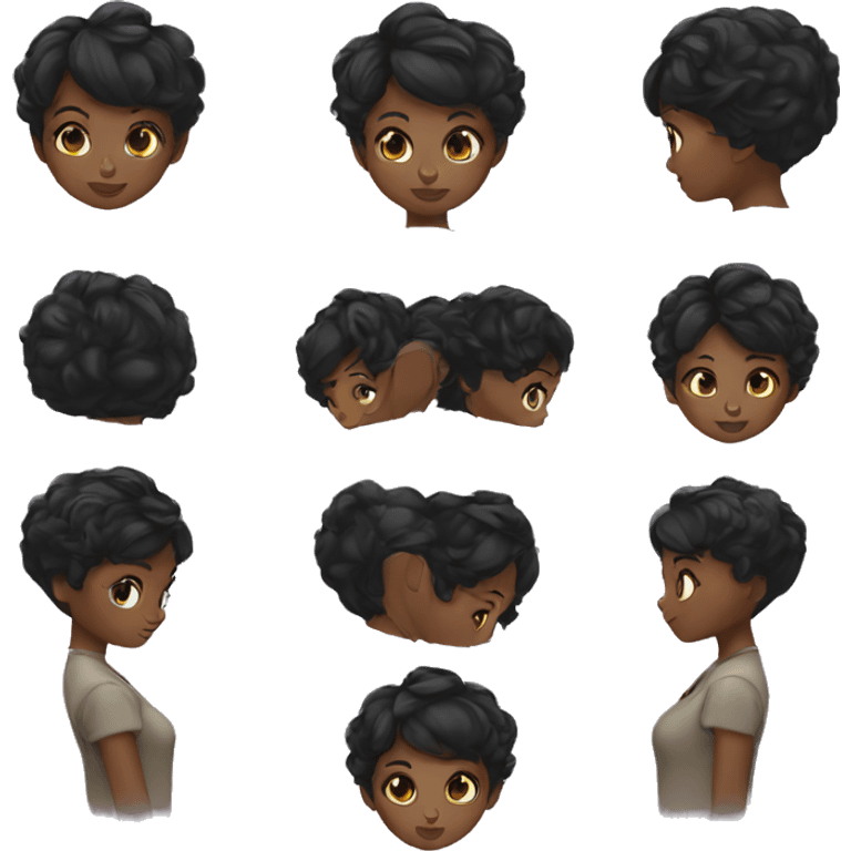 1 black girl short hair emoji