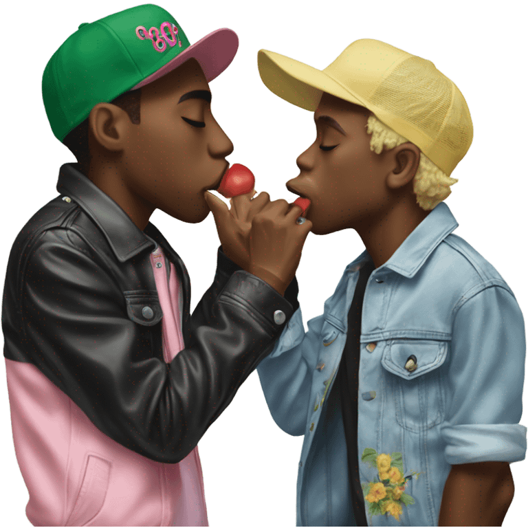 Tyler the creator and asap rocky kissing emoji