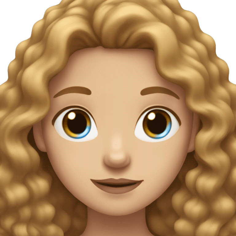 Girl with light brown wavy hair , hazel and blue eyes  emoji