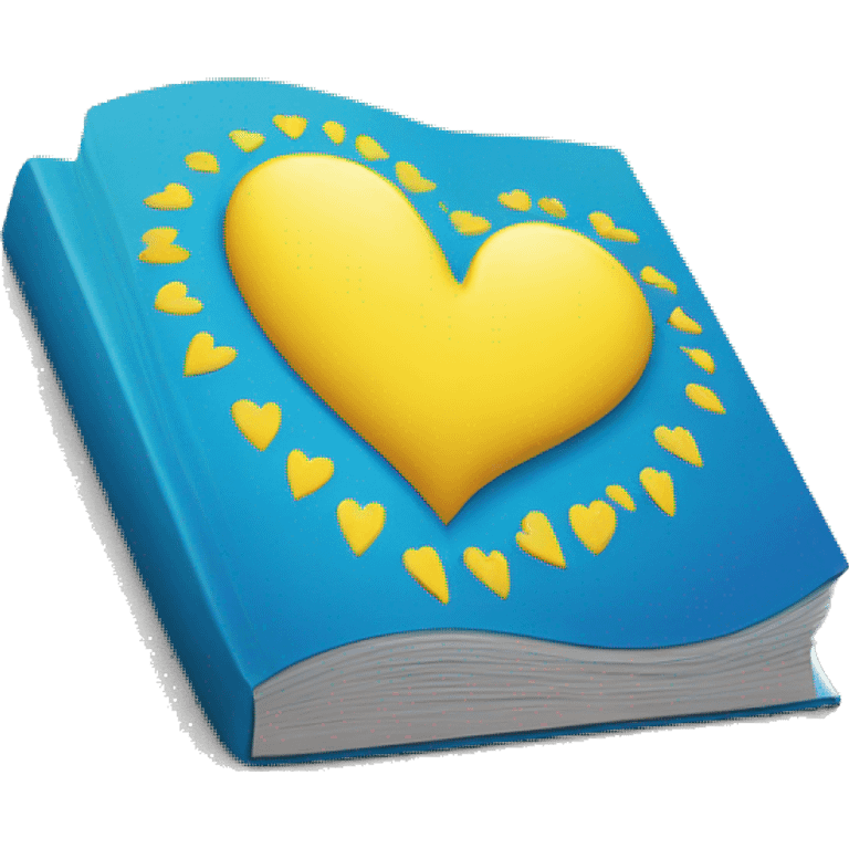 yellow-blue heart on the cover of the book emoji