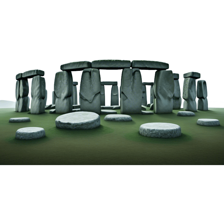 Cinematic Realistic Stonehenge Landscape Emoji, depicted with ancient, mysterious stone circles set against a moody sky, rendered with atmospheric lighting and detailed textures that evoke its prehistoric allure. emoji