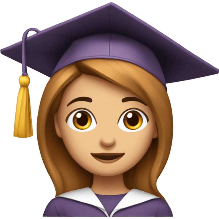 NIÑA PELO MARRON LARGO, CON ANTEOJOS Y GORRO DE GRADUACION  emoji