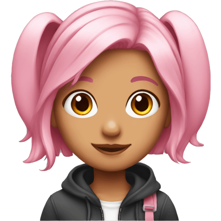 Girl pink hair with cute Rabbit ears emoji