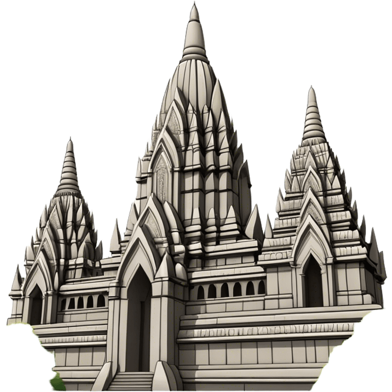 Prambanan Temple Landmark Emoji – Showcasing its towering Hindu temple spires with intricate carvings. emoji