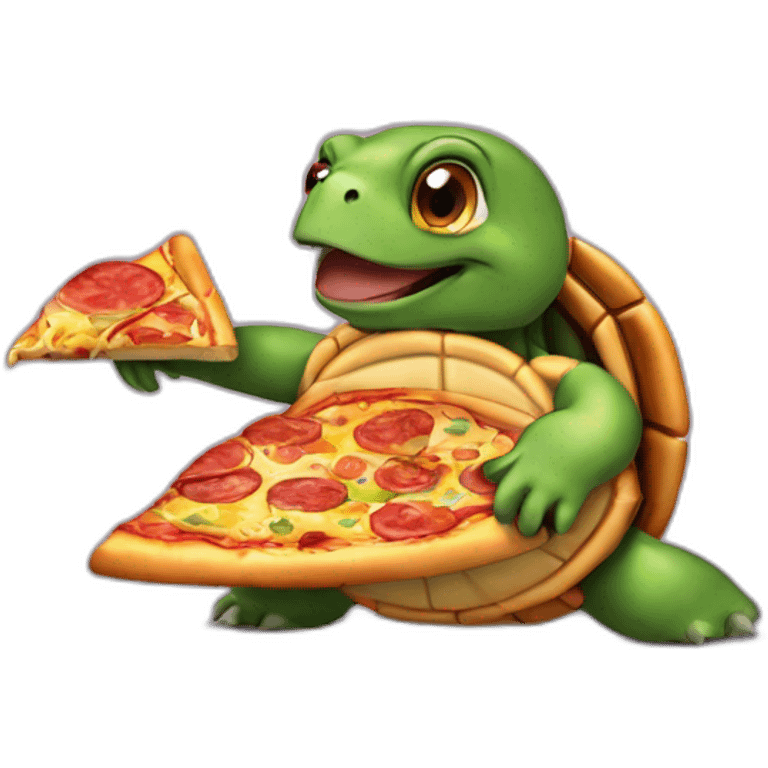 turtle eating pizza emoji