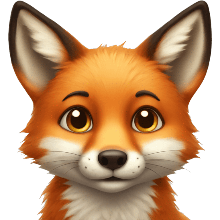 Cute little adorable fox with a butterfly on his nose emoji