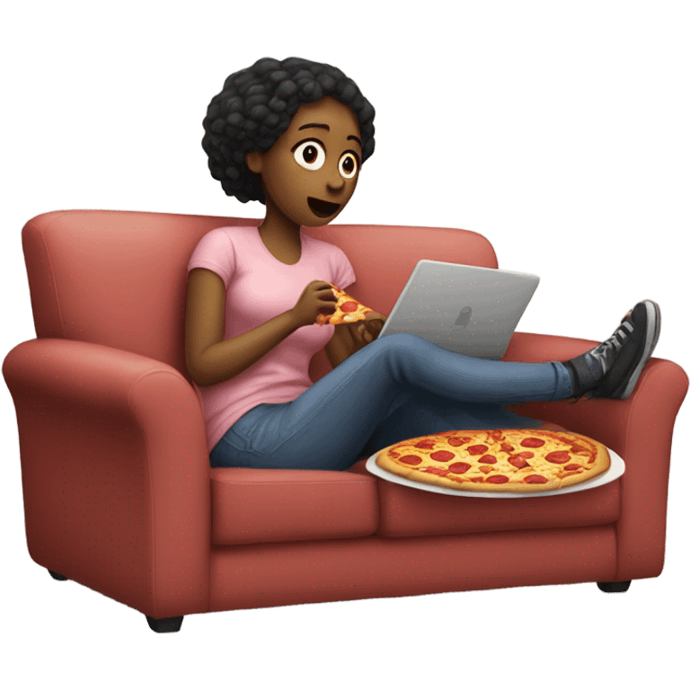 Girlfriend eating pizza on the couch emoji