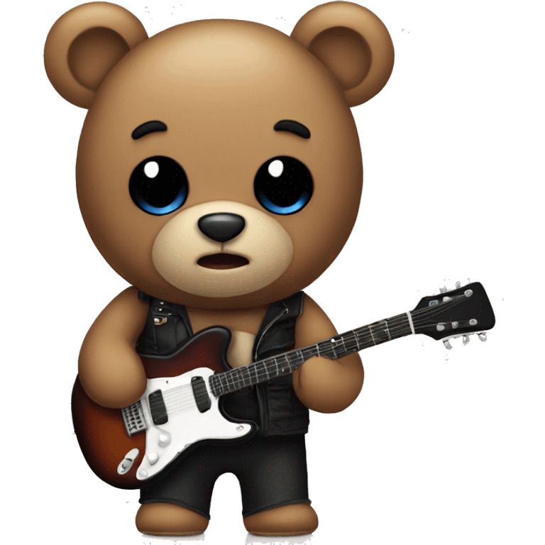 teddy bear with guitar and emo makeup emoji