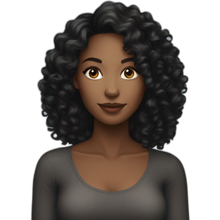 Beautiful young black woman with long black curls emoji