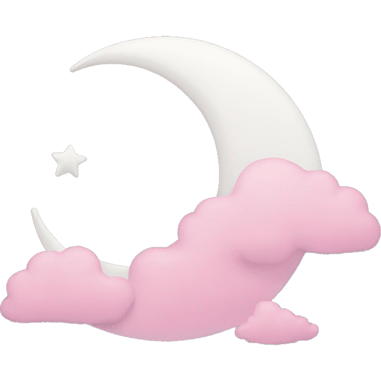 White Crescent moon and pink clouds emoji