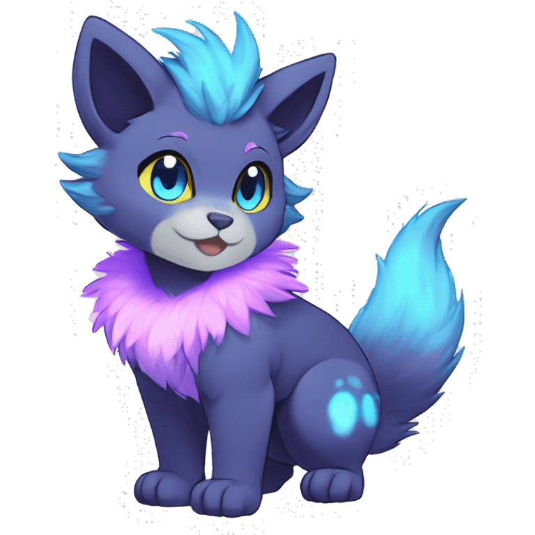 Anthro Fluffy Cool Cute Magical Elemental Shiny Colorful Neon Vibrant Colors Sparkle Kemono-style Chibi Fantasy-Animal-Fakémon-Pokémon-Hybrid Fur Sona Aesthetic Full Body emoji