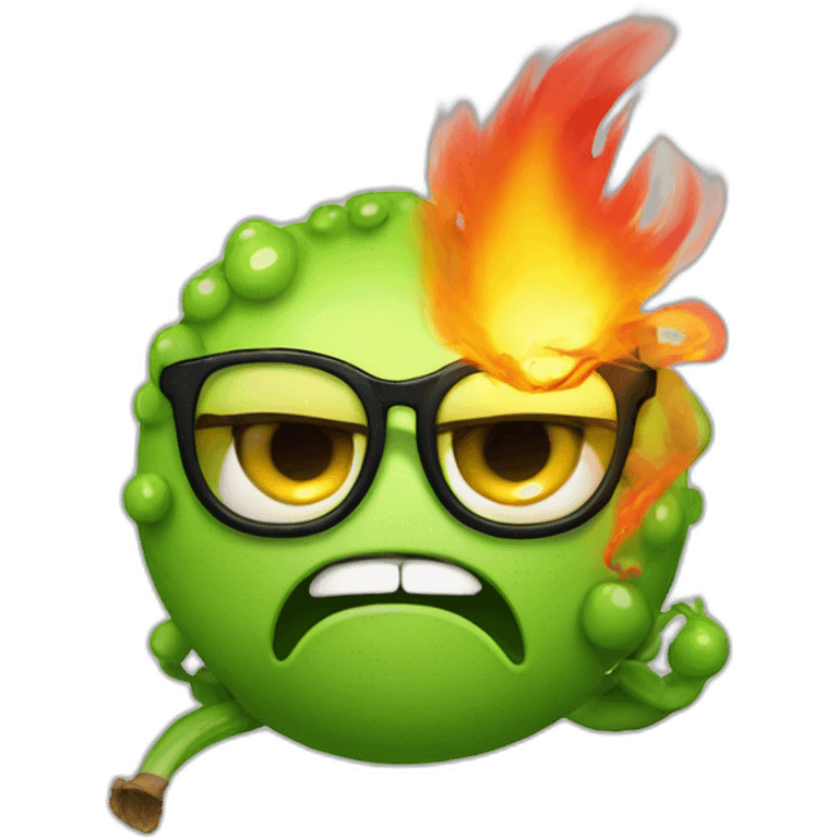 fire breathing angry wasabi with glasses emoji