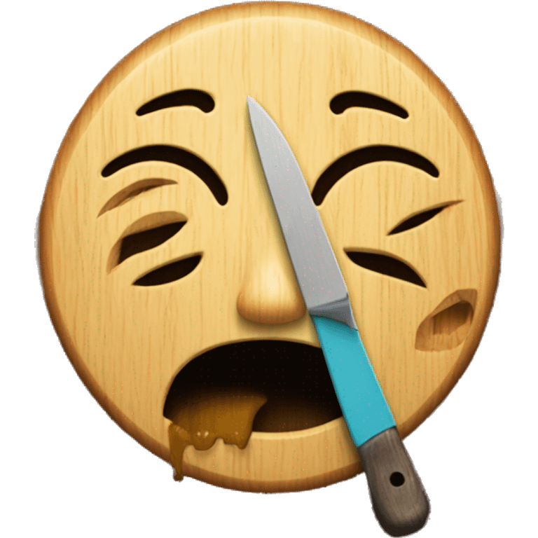 a crying emoji made of wood being cut in half emoji