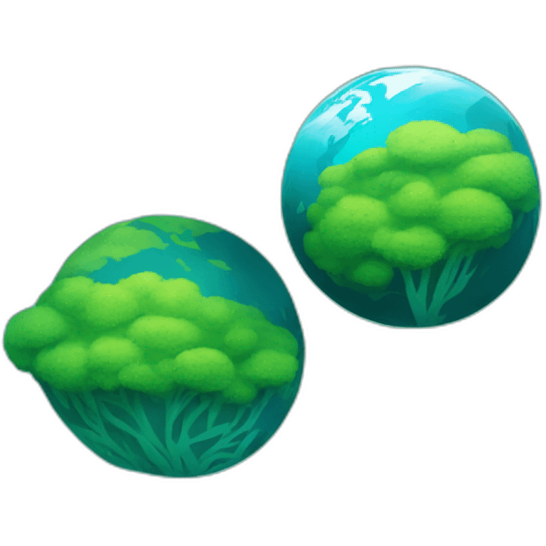 A vibrant blue-green sphere, representing our planet, teeming with diverse ecosystems, mountains, and oceans emoji