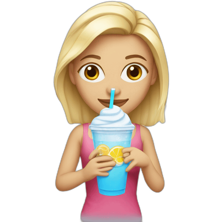 Blonde Girl with iced drink emoji