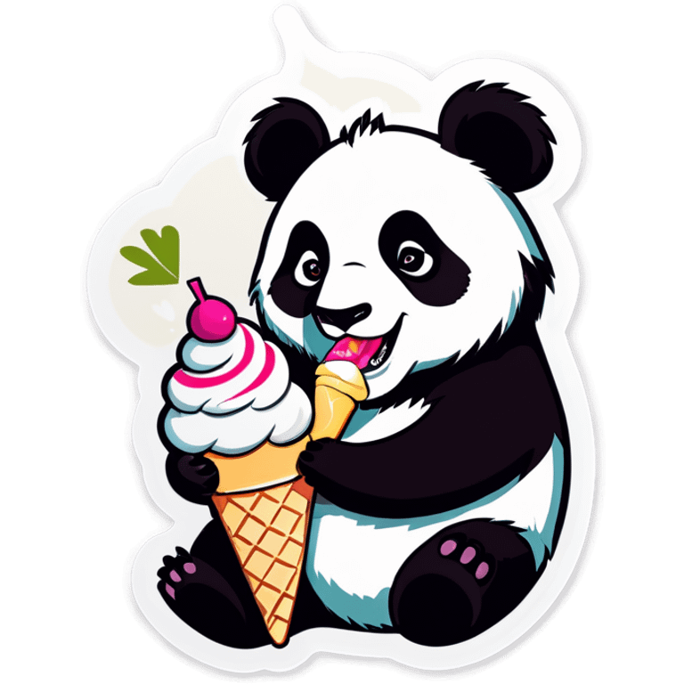 Panda eating ice cream emoji