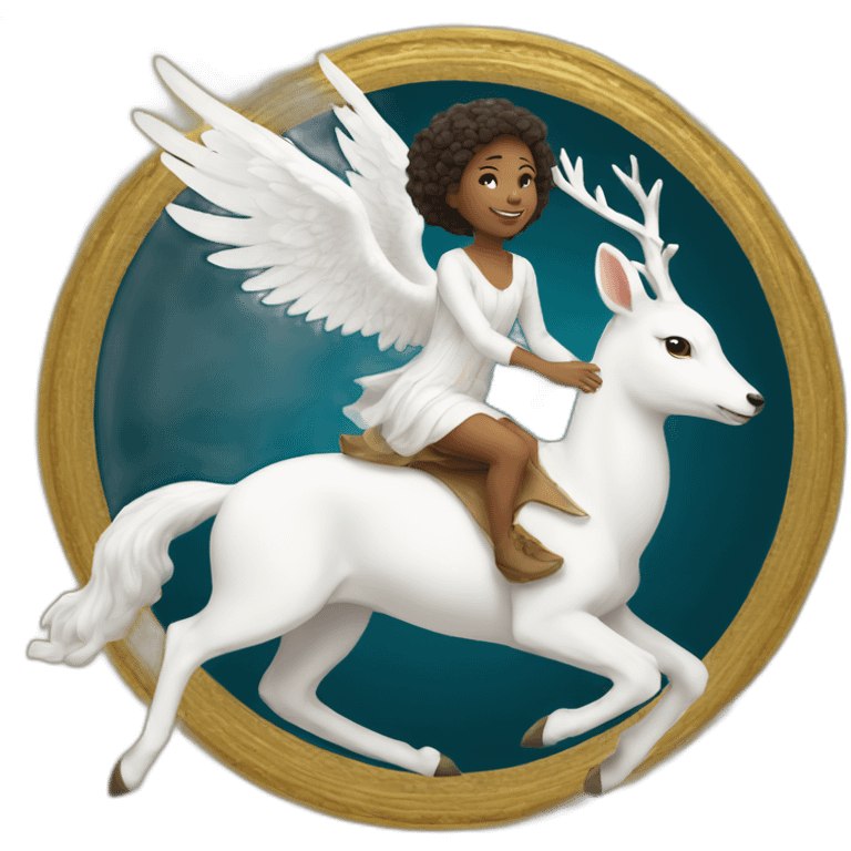 An angel riding white deer emoji