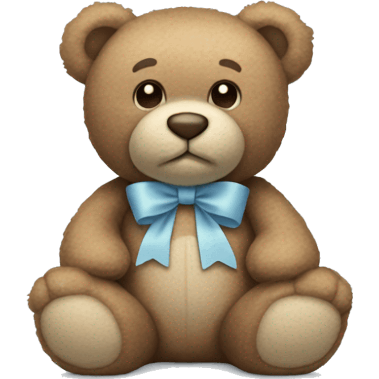 light blue teddy bear with brown bow emoji