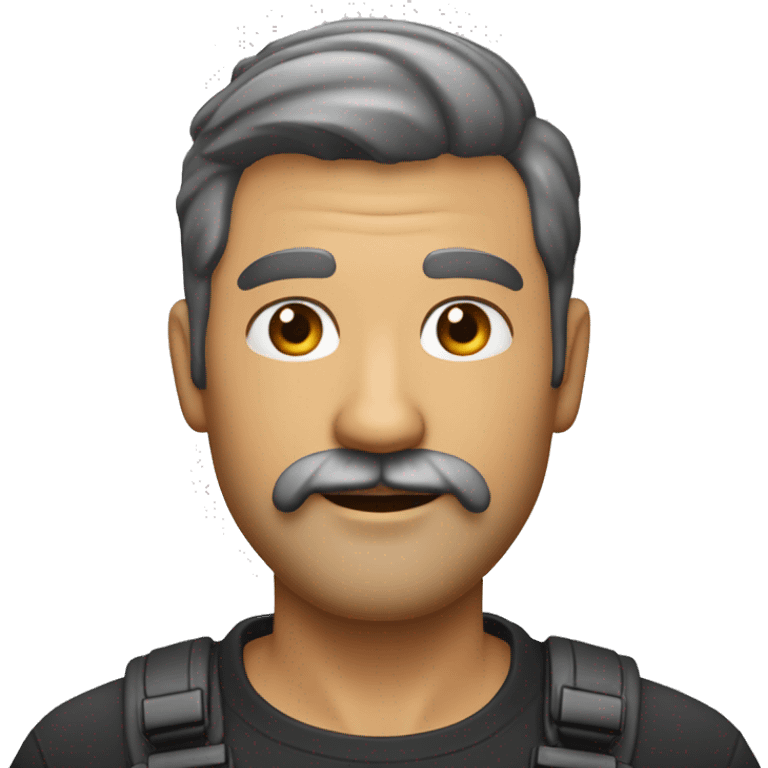 homme age 45 ans avec des cheuveux courte noir et une moustache très courte et un très courte barbe en bas de visage   emoji