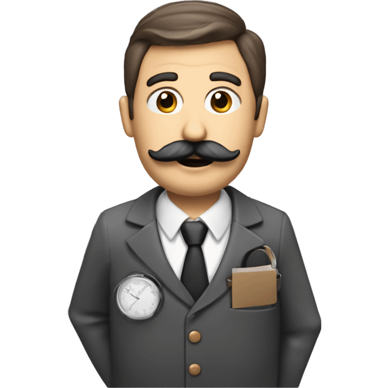 person with calculator and accounting stuff and french handlebar mustache emoji