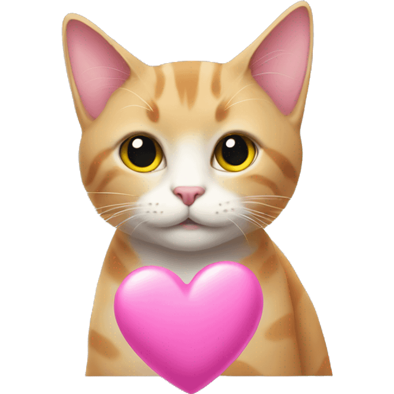 Cat with a pink heart emoji