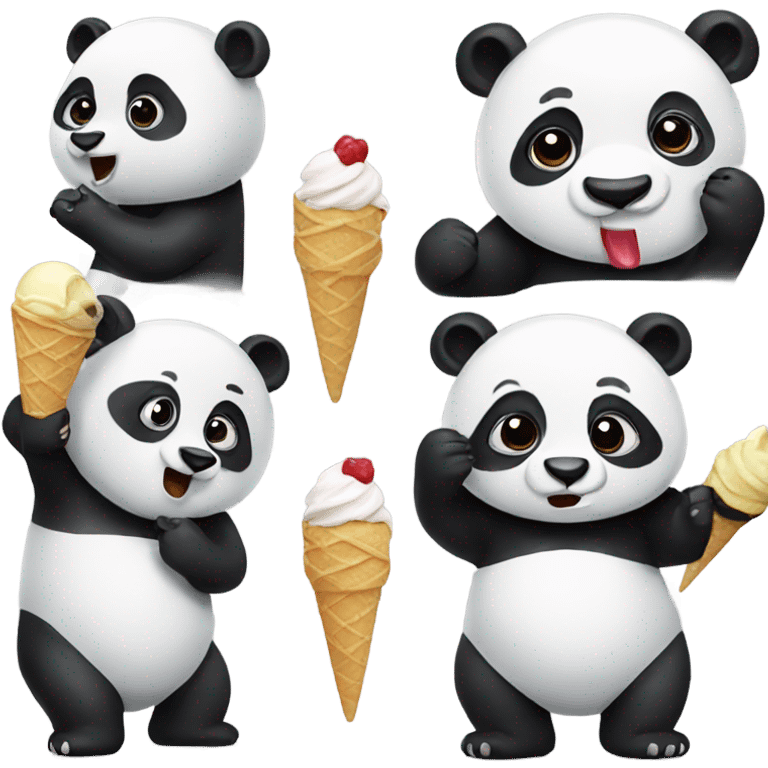 Panda eating ice cream emoji