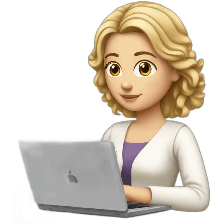 Greek white girl with her laptop emoji