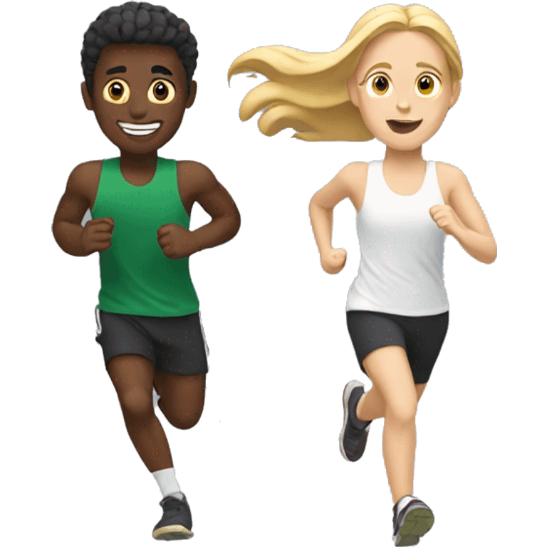 two white friends running together emoji