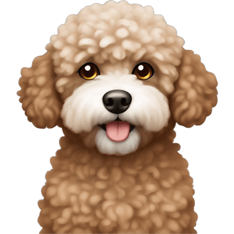 brown bichpoo with a little bit of white fur around nose only emoji