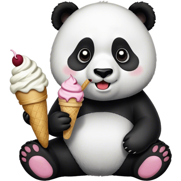 Panda eating ice cream emoji