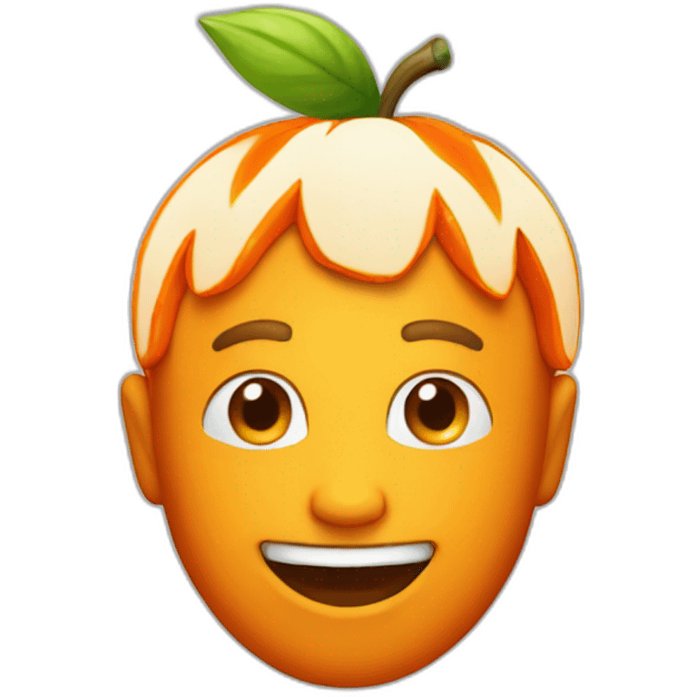 white men with orange fruit in his head and smiling emoji