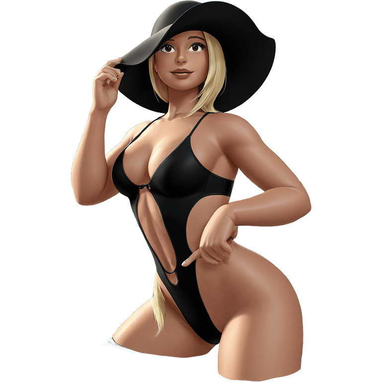 blonde girl in black swimsuit emoji