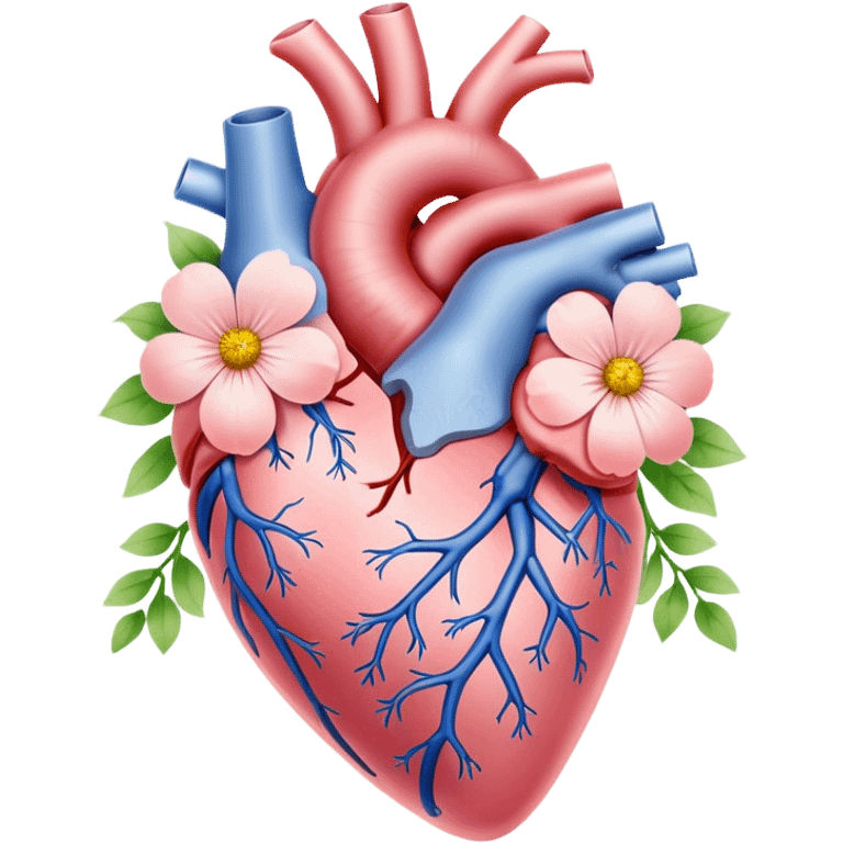 Pastel transparent anatomy heart and flowers emoji