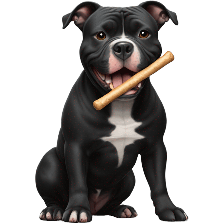 Black American Bully with a bully stick emoji