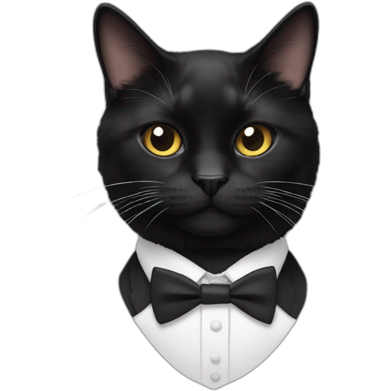 Tuxedo cat in tie, lot of black fur emoji