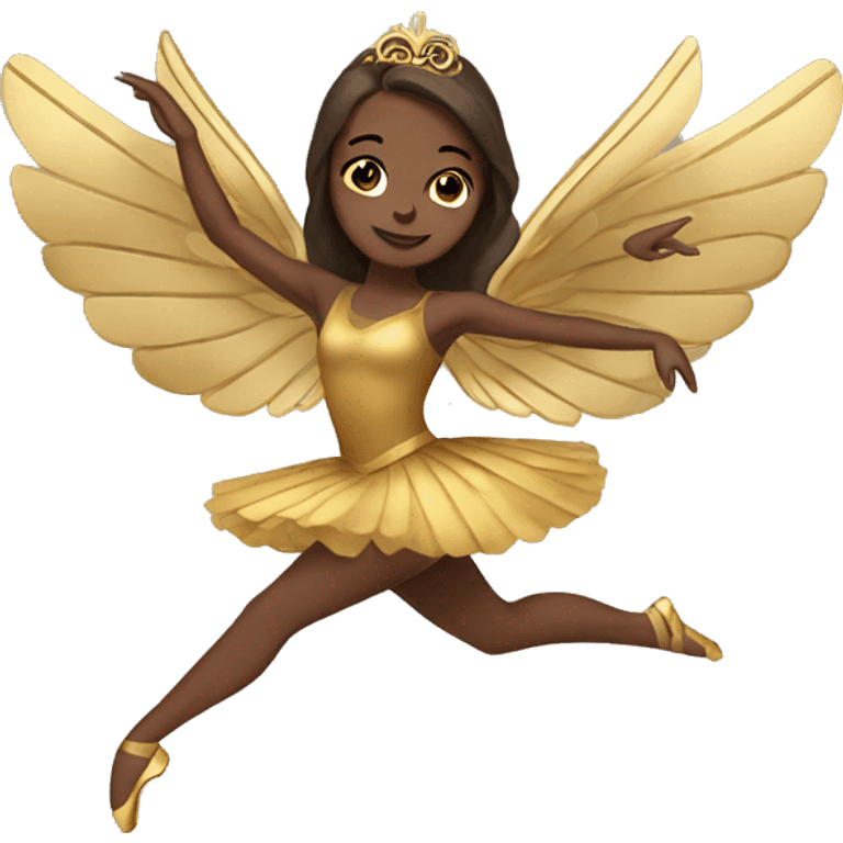  brown ballerina with gold wings emoji