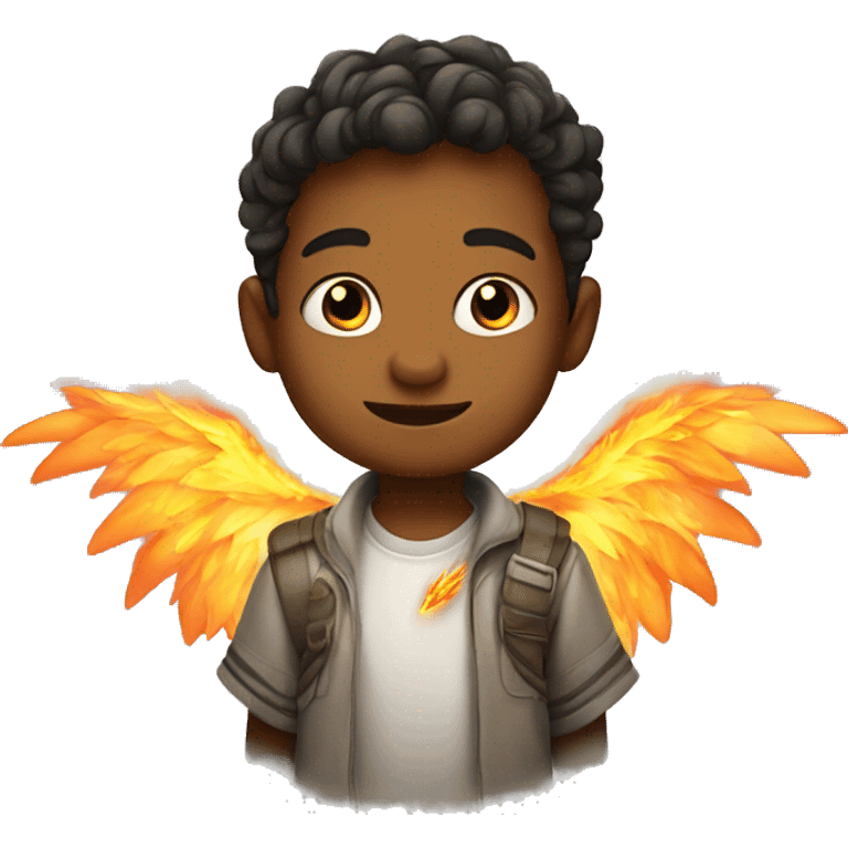 Little boy with wings and fire beneath him  emoji