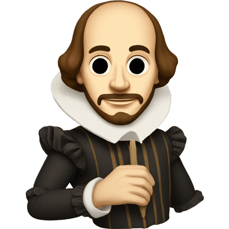 Shakespeare holds a tragic mask in his hand emoji