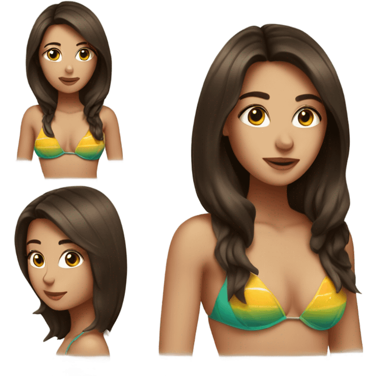 brunette girl wearing bikini  emoji