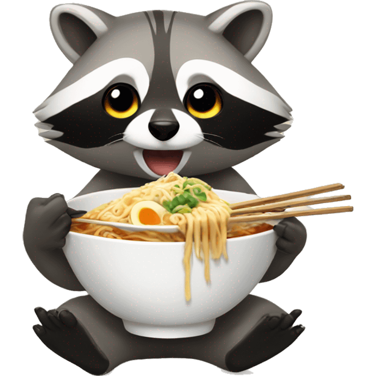 raccoon eating ramen emoji